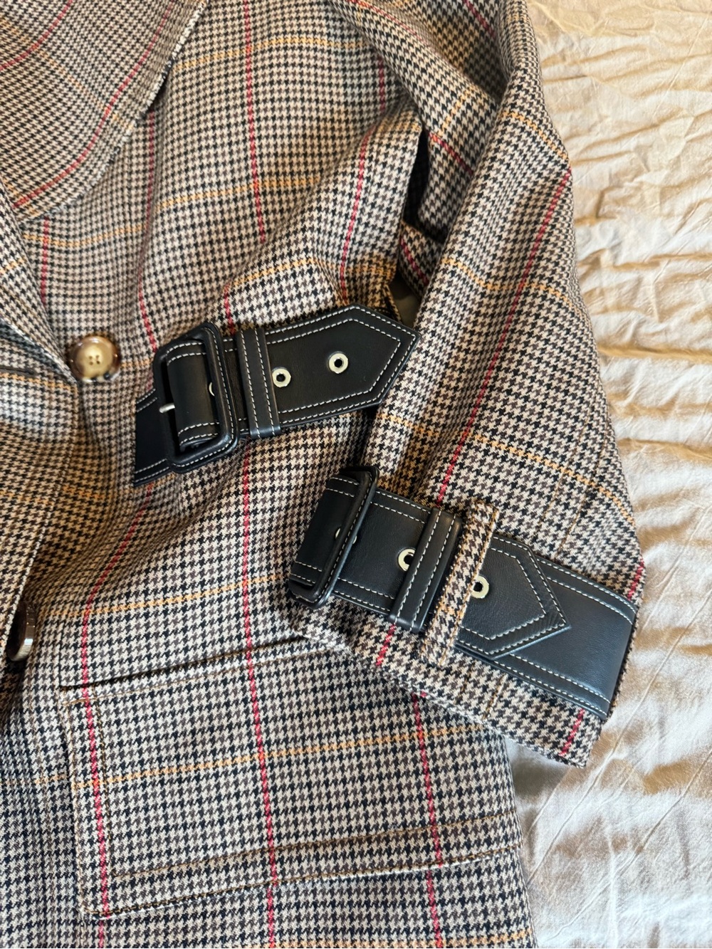 Burberry double-breasted houndstooth wool coat Size 6 - Picture 4 of 6